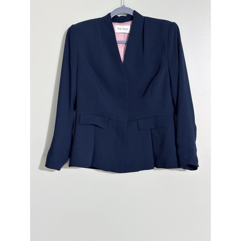 The Fold Le Marais Peplum Jacket In Navy Women's Size 12